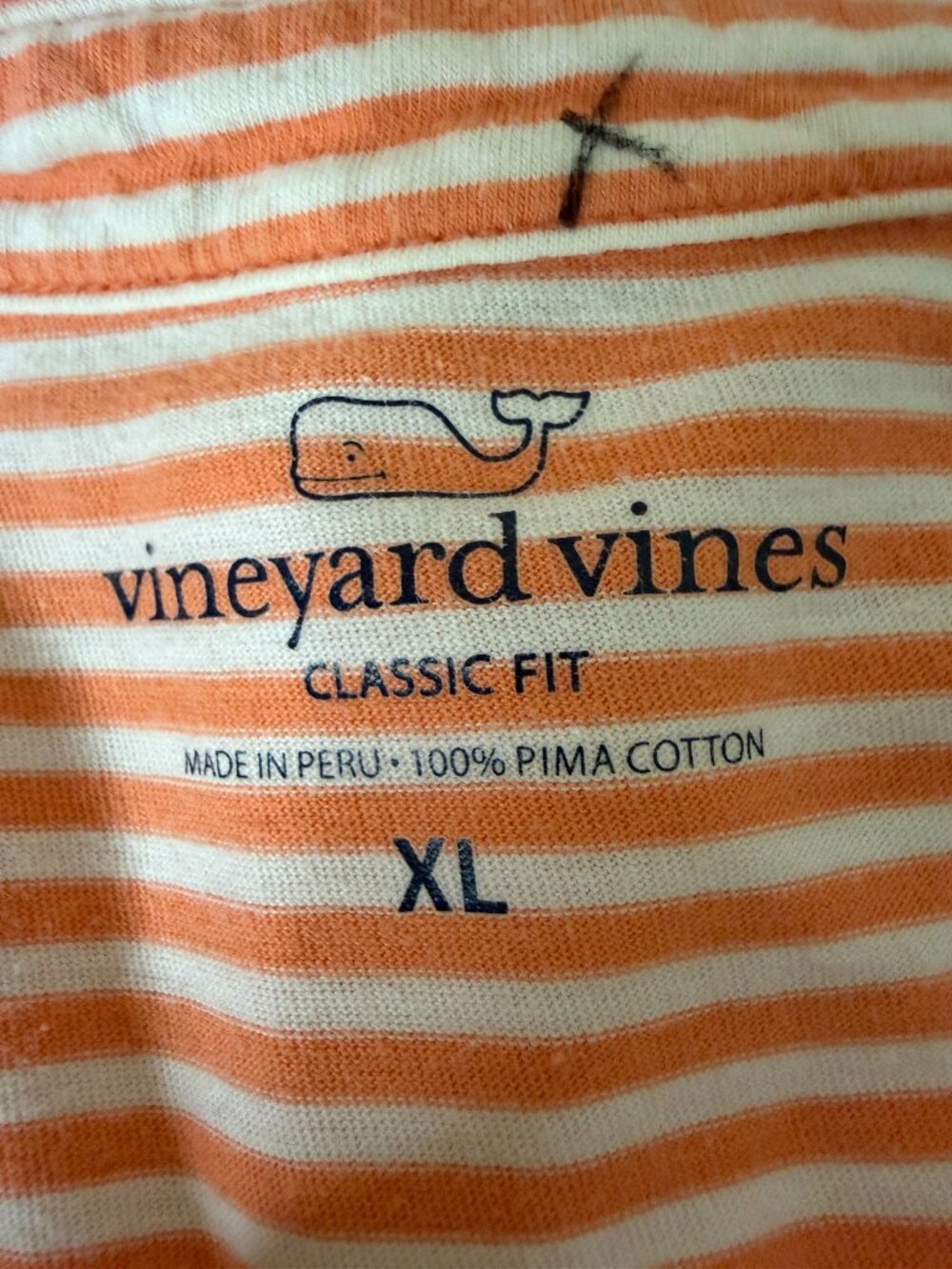 Vineyard Vines Classic Fit Mens Polo Golf Shirt Top Knit Stripe Orange XL - Picture 5 of 6